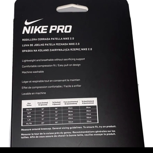 NIKE Pro Closed Patella Knee Sleeve 2.0 Adult Black Compression new - Picture 2 of 2